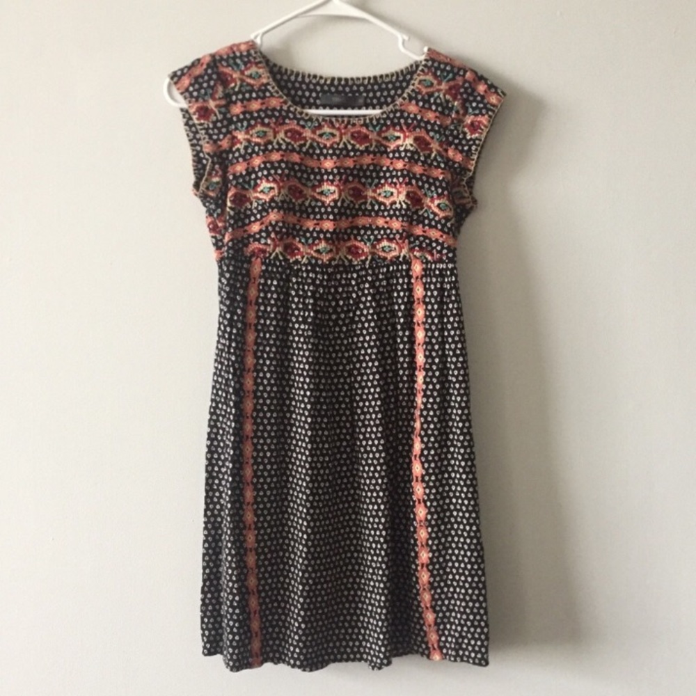 THML embroidered boho tribal empire waist dress